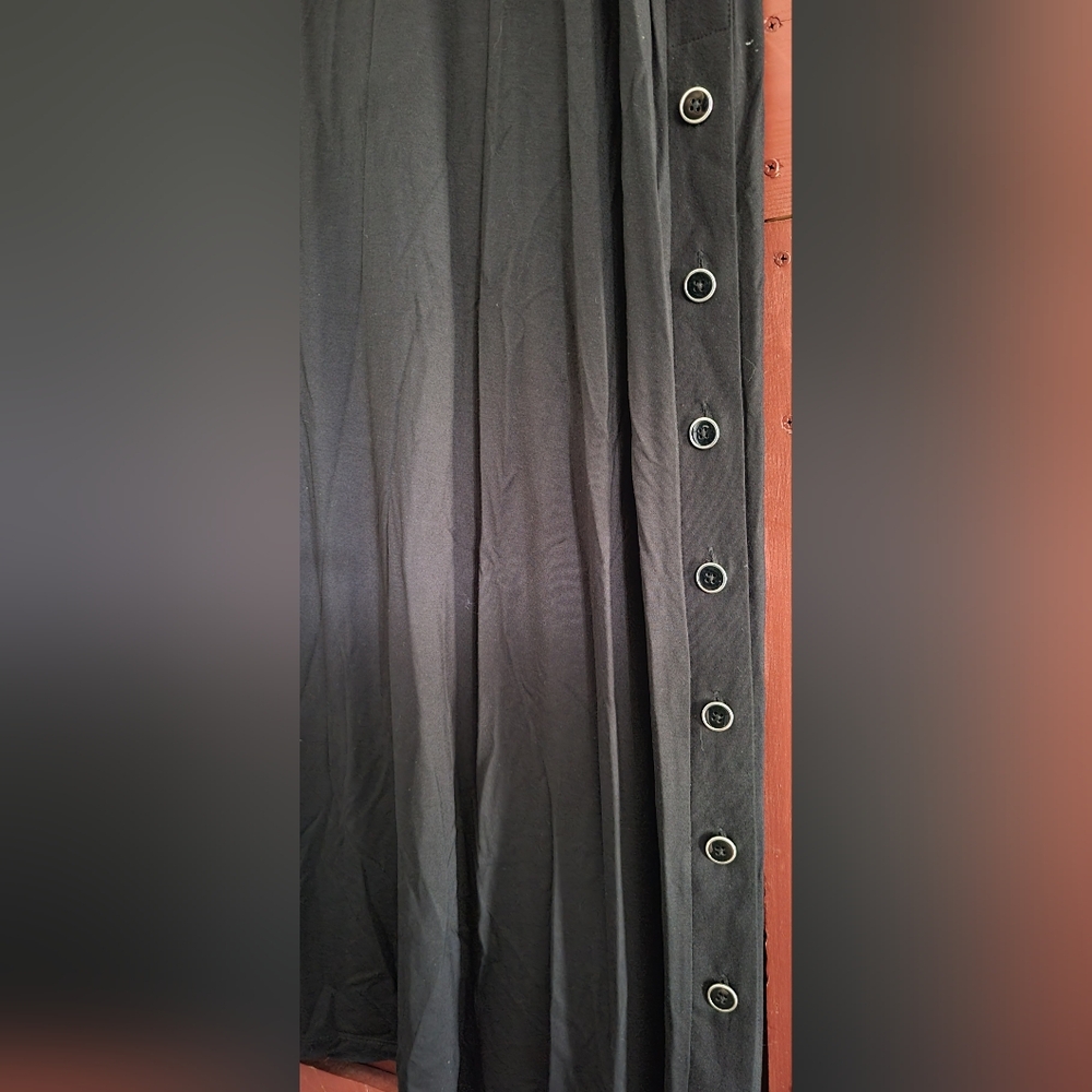 Catherines Black Maxi Short Sleeve Dress w/ Button Accents '- Size 24 - Picture 4 of 5